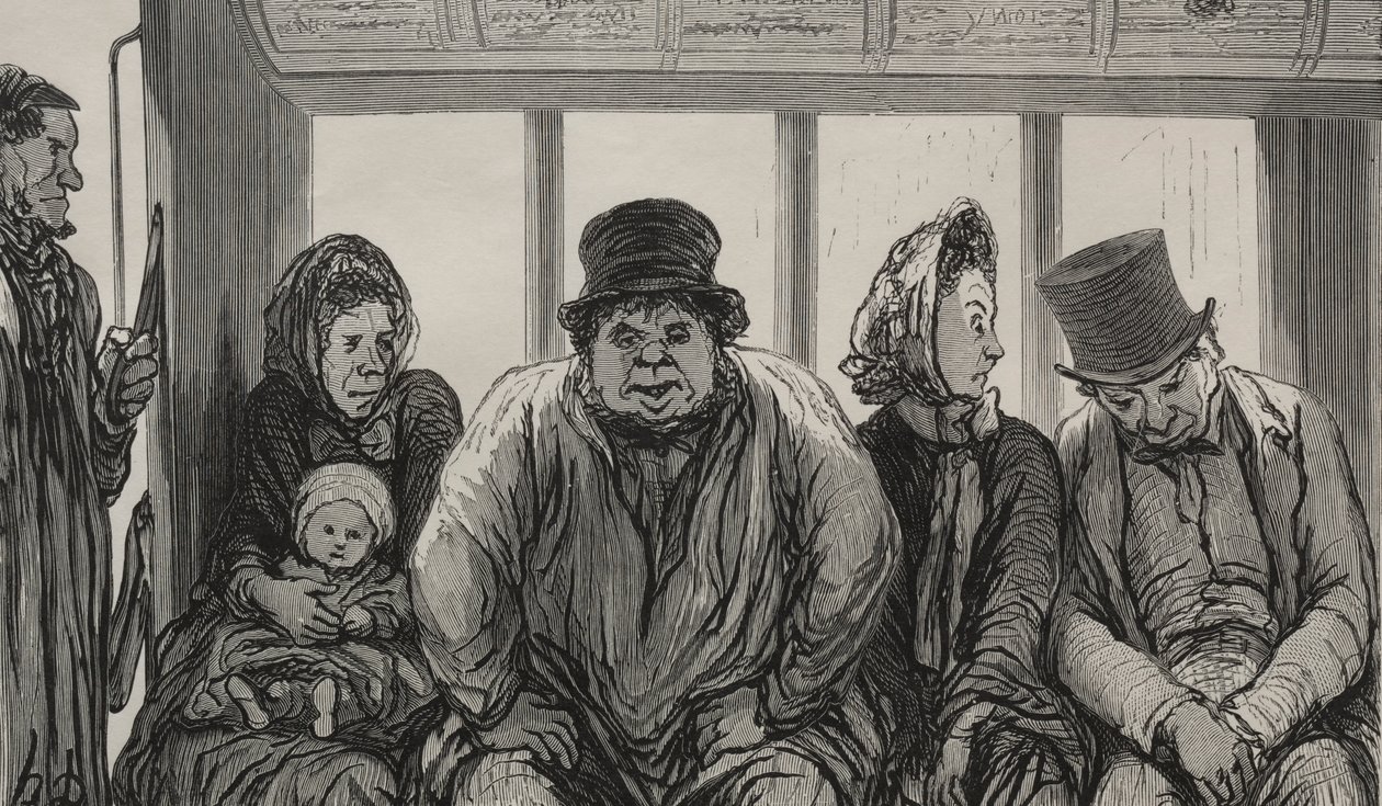 O Omnibus: Interior do Omnibus. de Honoré Daumier