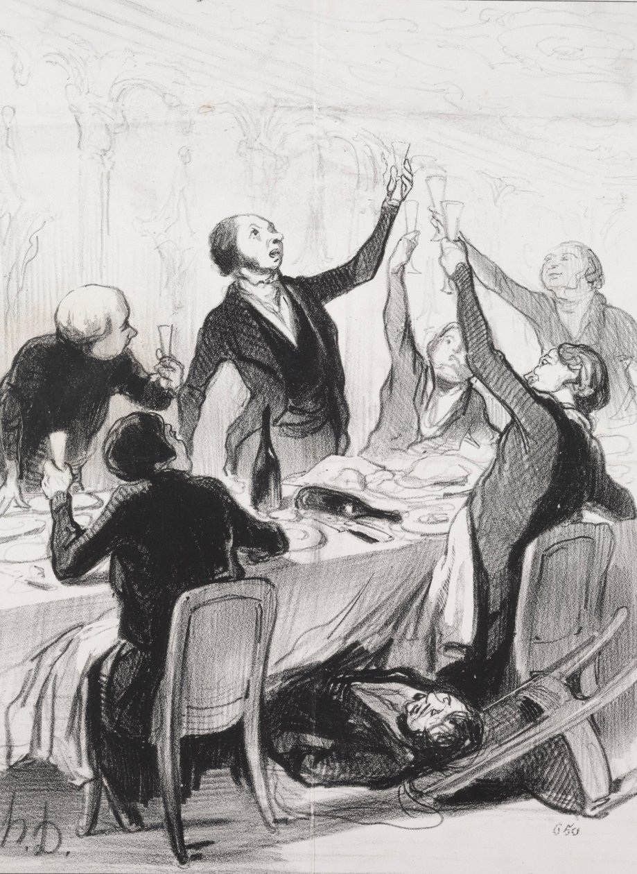 The Philanthropists of the Day, ilustração 8: Um brinde 43d ... à Temperance Society, 1844. de Honoré Daumier