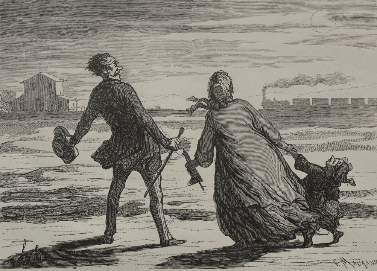 A estrada de ferro: Tarde demais. de Honoré Daumier