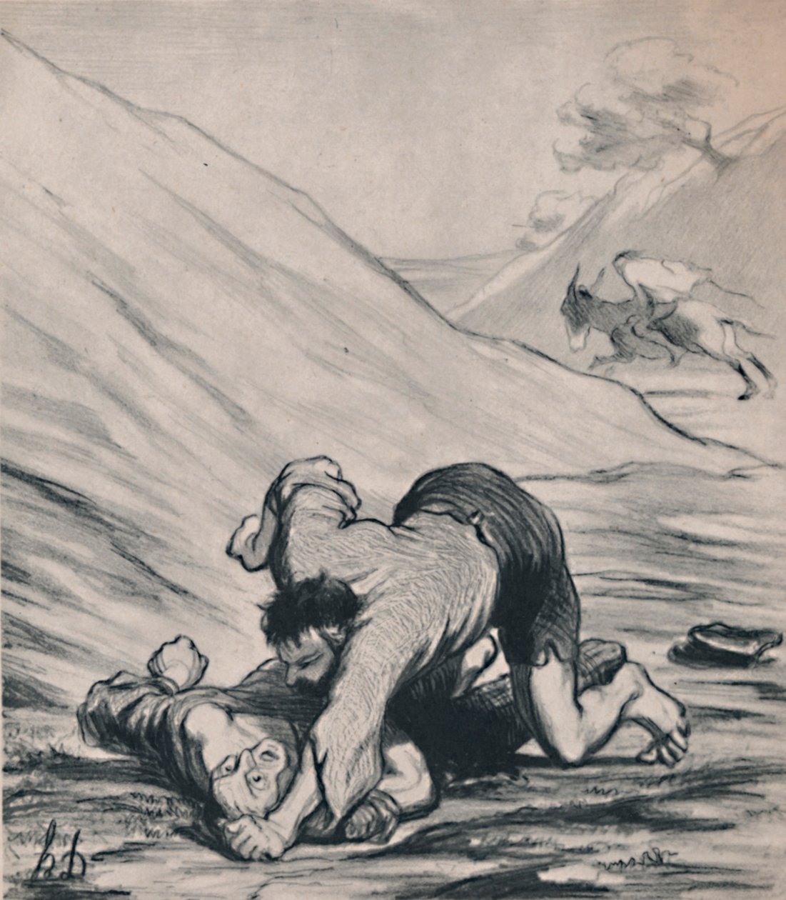 Os ladrões e o burro, c.1860s, 1946. de Honoré Daumier