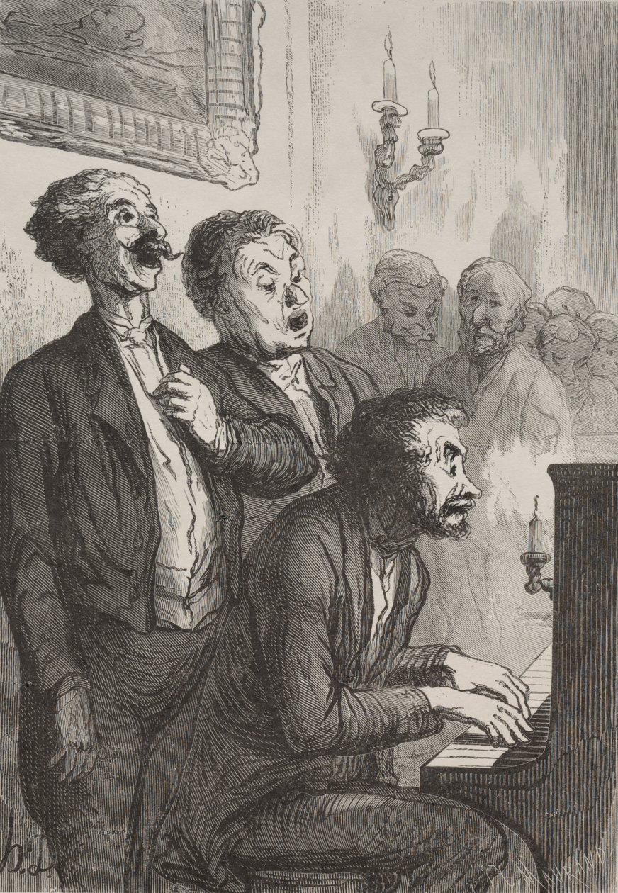 Os cantores: Os cantores no salão de Honoré Daumier