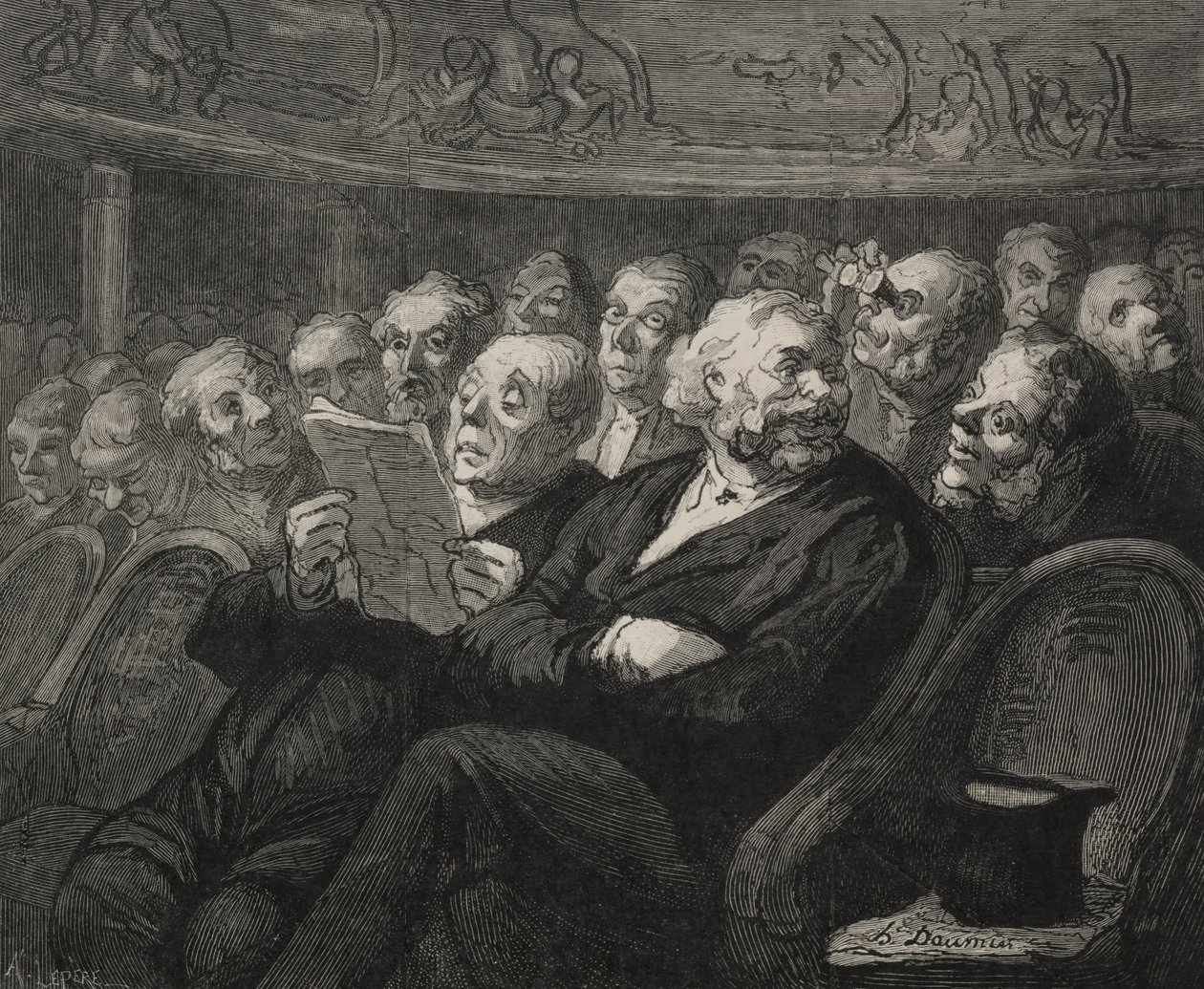 O teatro: o poço da orquestra. de Honoré Daumier