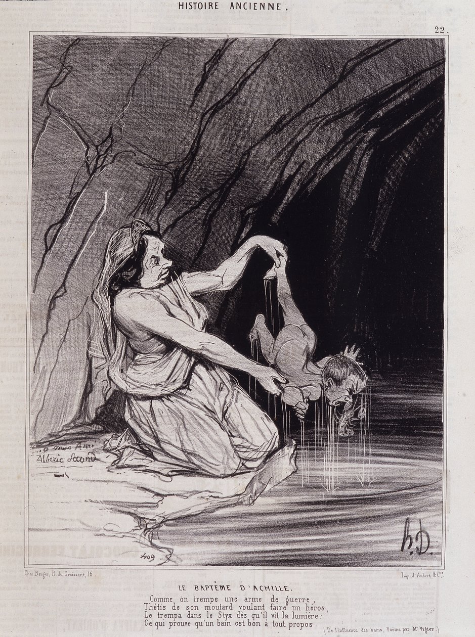 O batismo de Aquiles - em "Charivari "v.1840 - Honore Daumier de Honoré Daumier