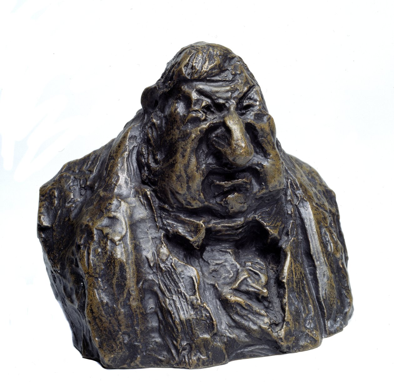 Os bustos do "Celebrites du Juste Milieu" "Caricatura de Jean Marie Fruchard (1786 - 1872), deputado. Le Degout personificou "Escultura de Honore Daumier (1808-1879) Musee des Beaux Arts do século XIX, Palais Longchamp, Marselha. de Honoré Daumier