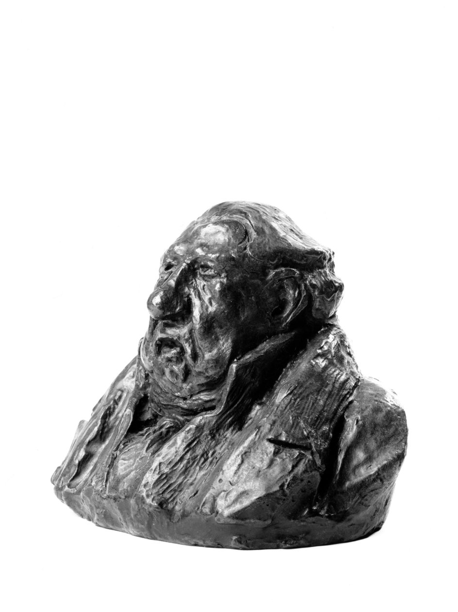 Os bustos do "Celebrites du Juste Milieu" "Caricatura de Jean Marie Harle dit Harle pere (1765-1838), deputa. O bolo". Escultura de Honore Daumier (1808-1879), século XIX. Inv L 48,23 Dim em cm H 13 x L 1 Musee des Beaux Arts, Palais Lon de Honoré Daumier