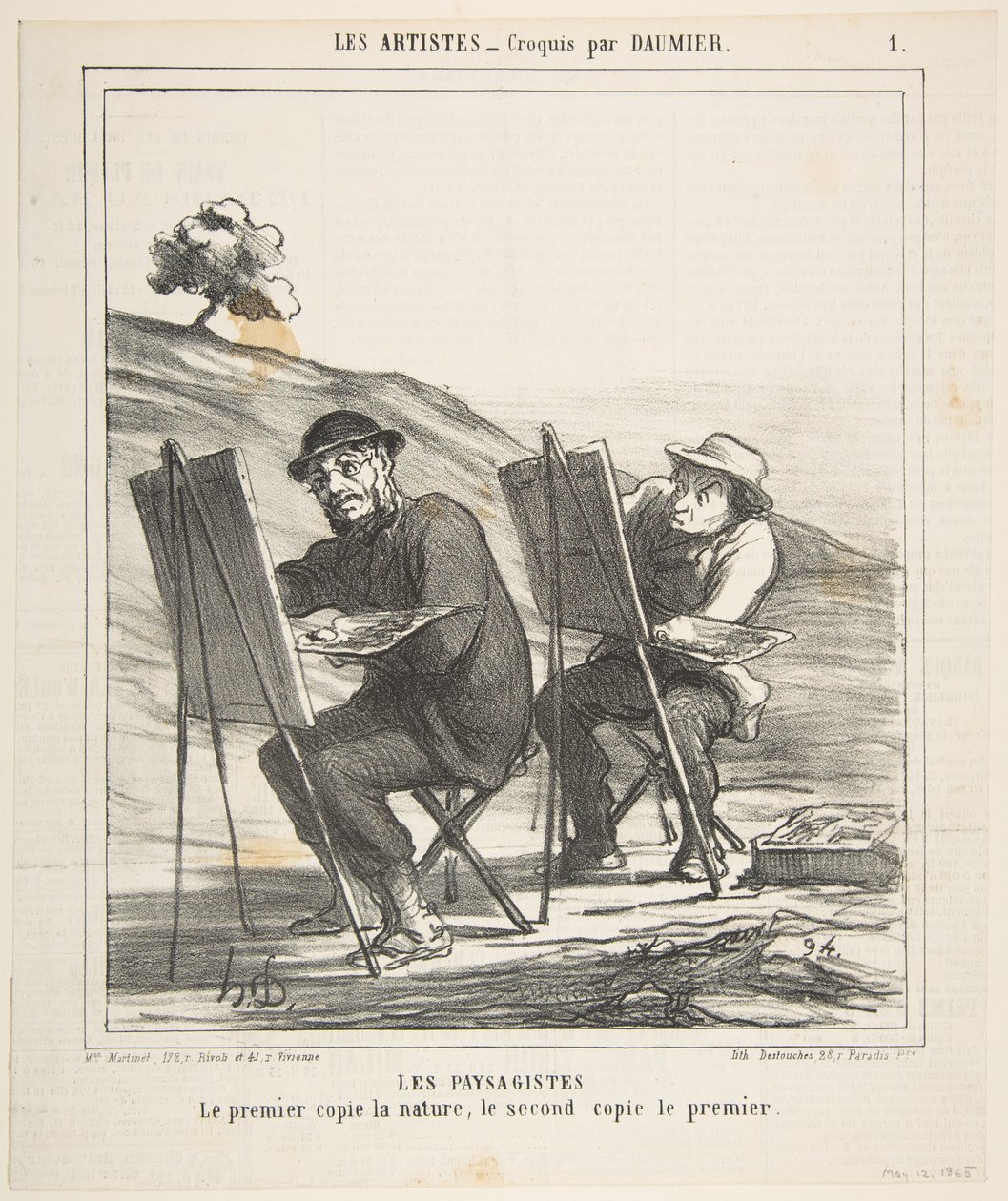 Os pintores de paisagens, a primeira copia a natureza, a segunda copia a primeira, de ..., 12 de maio de 1865. de Honoré Daumier