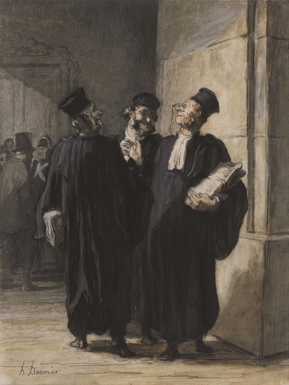 Três advogados conversando, c.1862-65 de Honoré Daumier