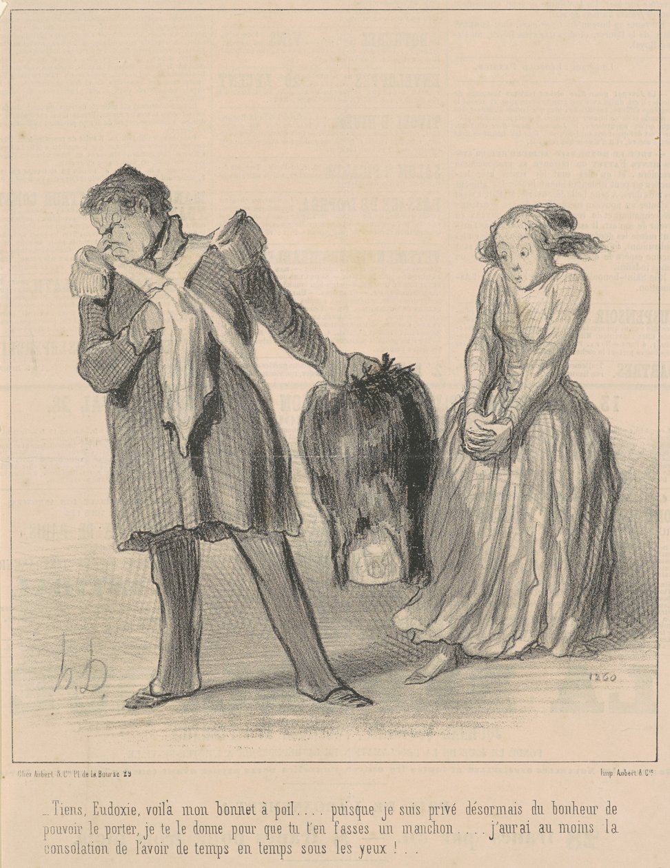 Tiens, Eudoxie, voila mon bonnet a poil... de Honoré Daumier