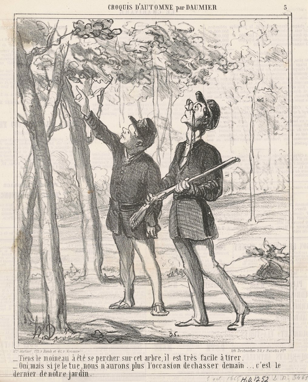 Aqui, o pardal foi empoleirado de Honoré Daumier