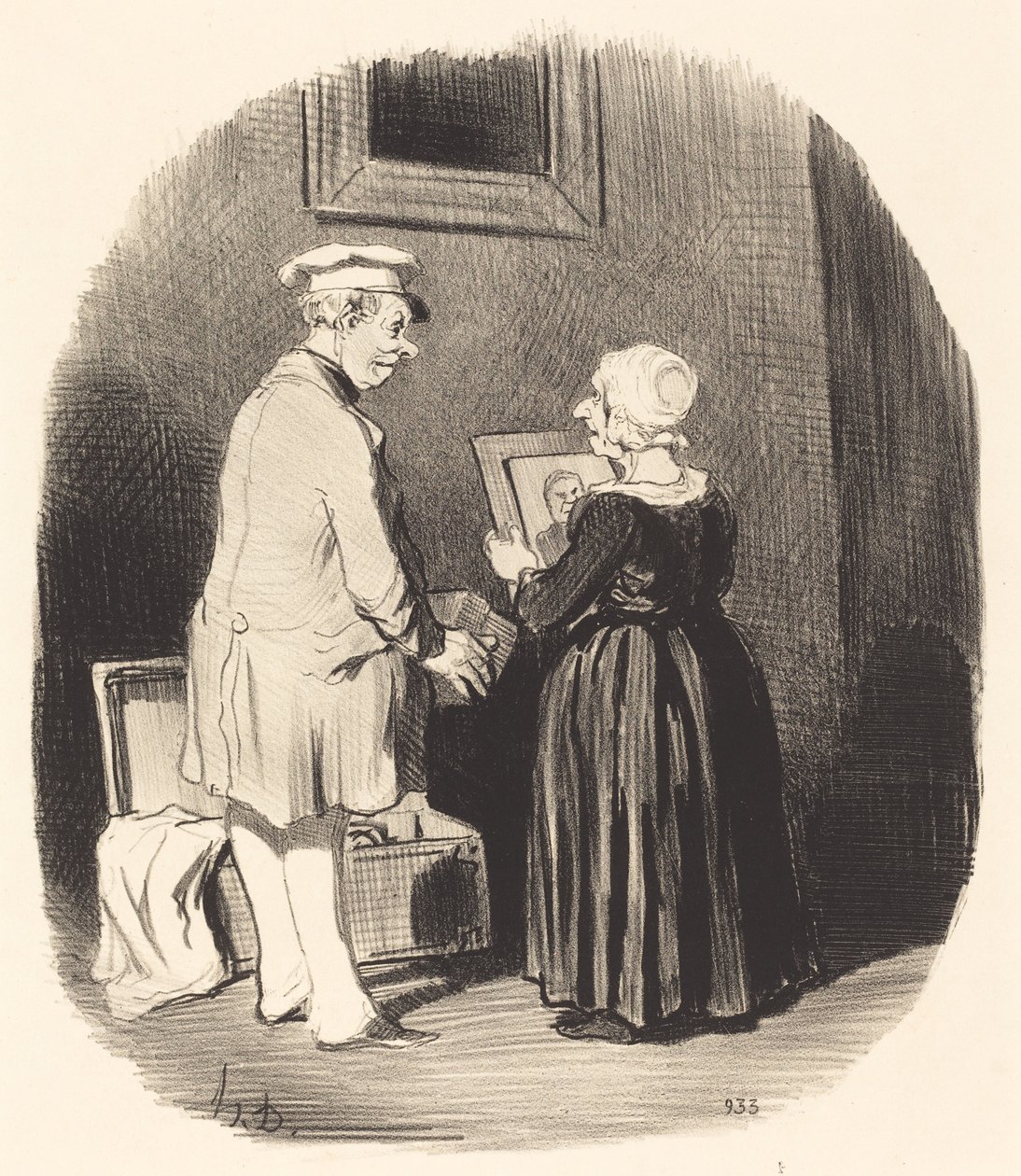 Aqui, minha esposa, aqui está meu retrato... de Honoré Daumier