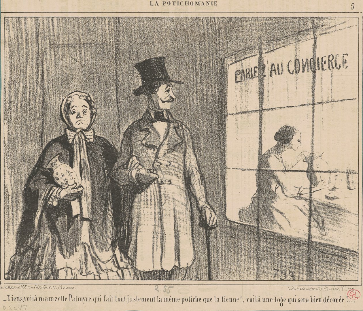 Aqui, aqui está a mamzelle palmyre fazendo... de Honoré Daumier