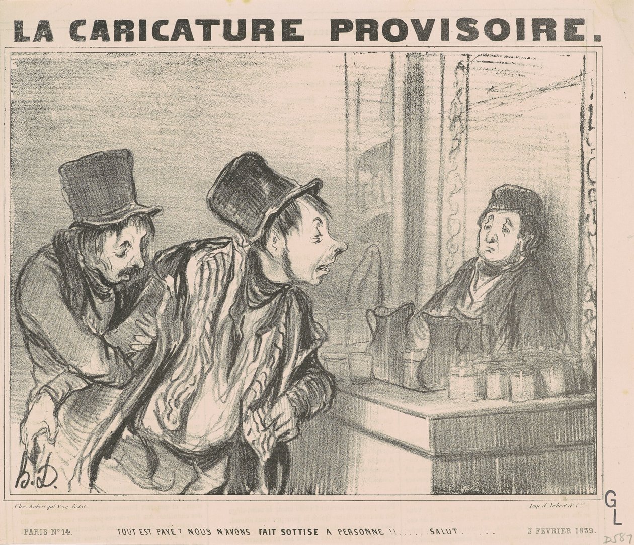 Tudo é pago? Nós só fizemos... oi de Honoré Daumier