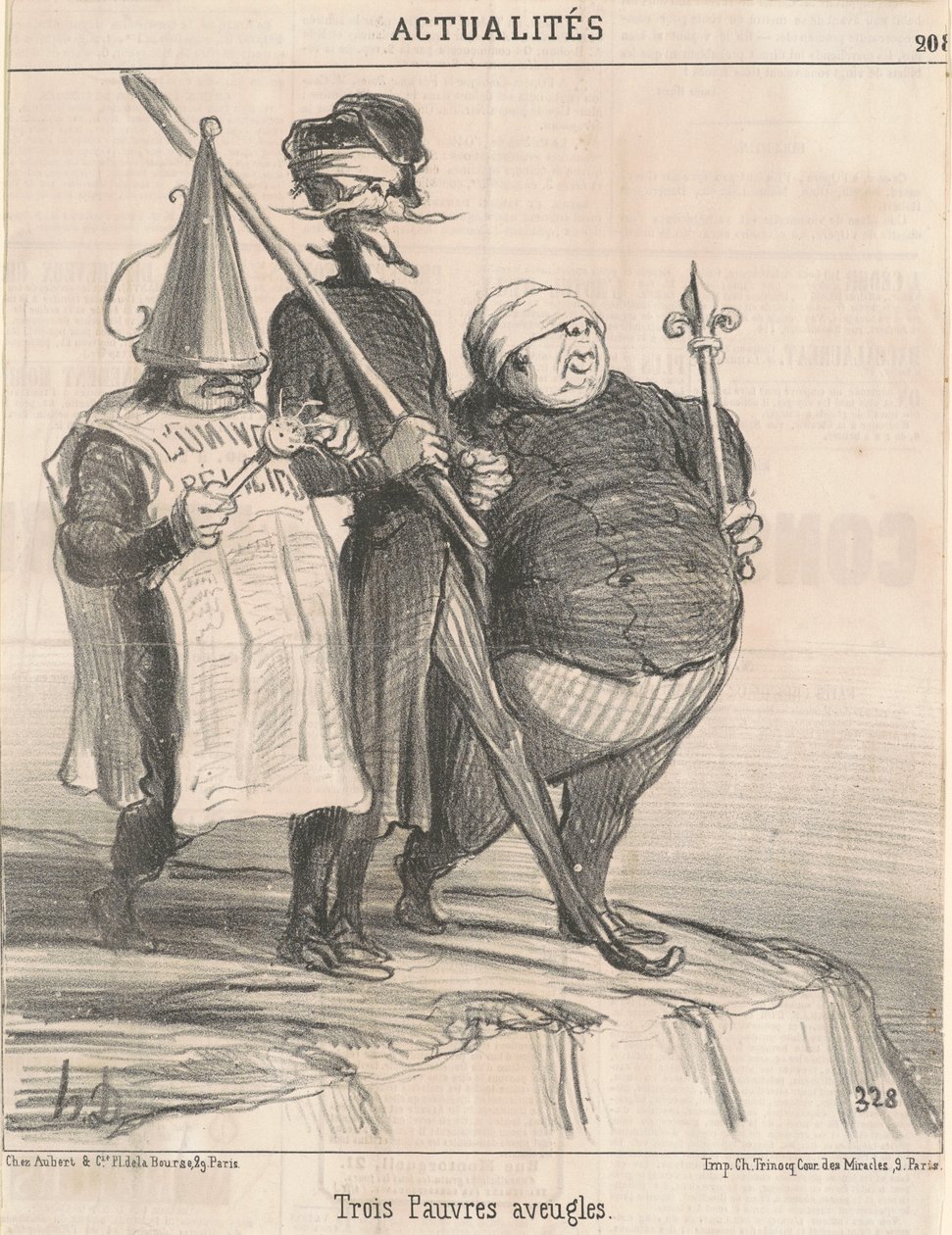 Três pobres cegos de Honoré Daumier