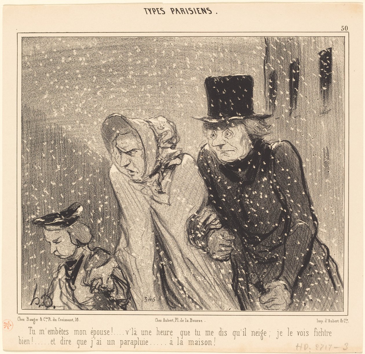 Você está me incomodando, minha esposa!... aqui está uma hora... de Honoré Daumier