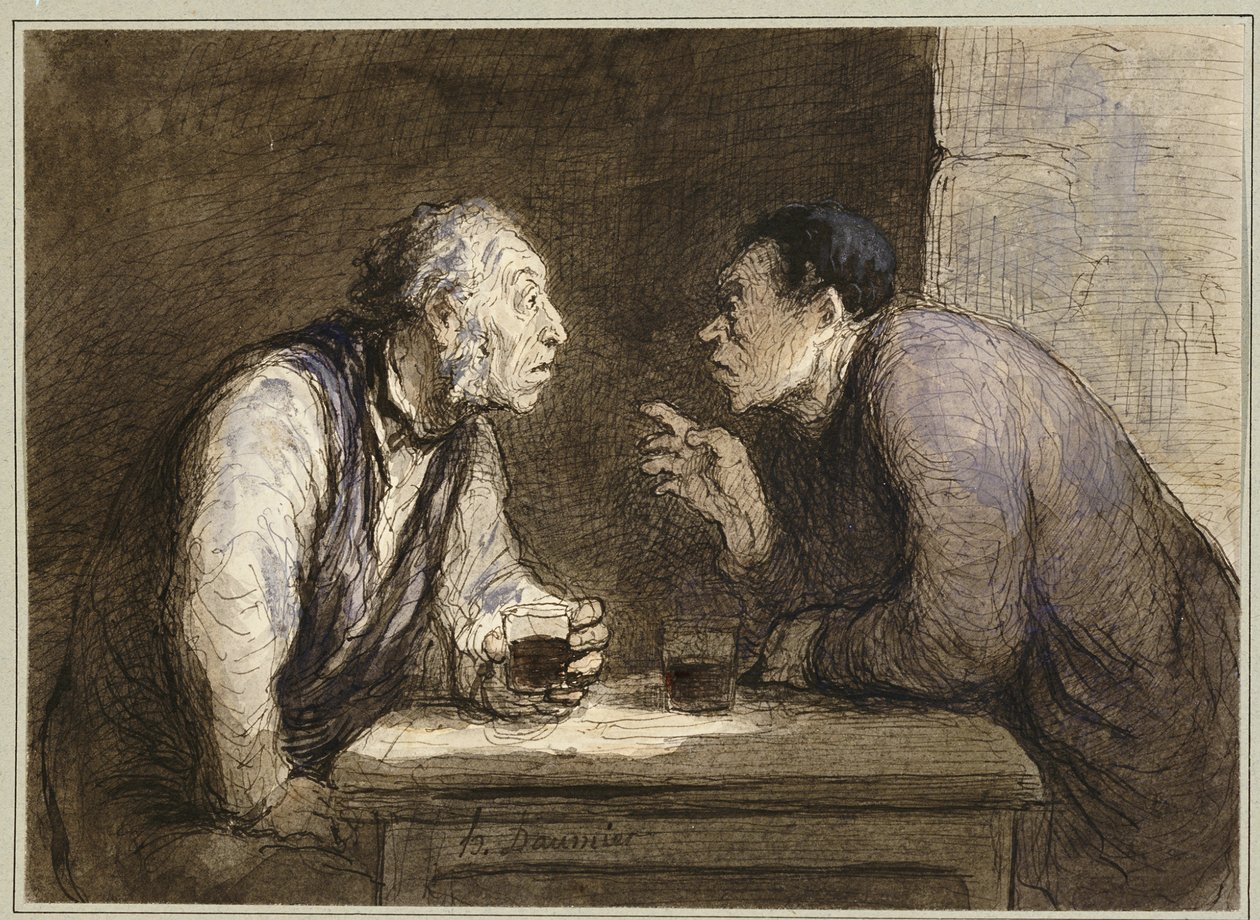 Dois bebedores, c.1857-69 de Honoré Daumier
