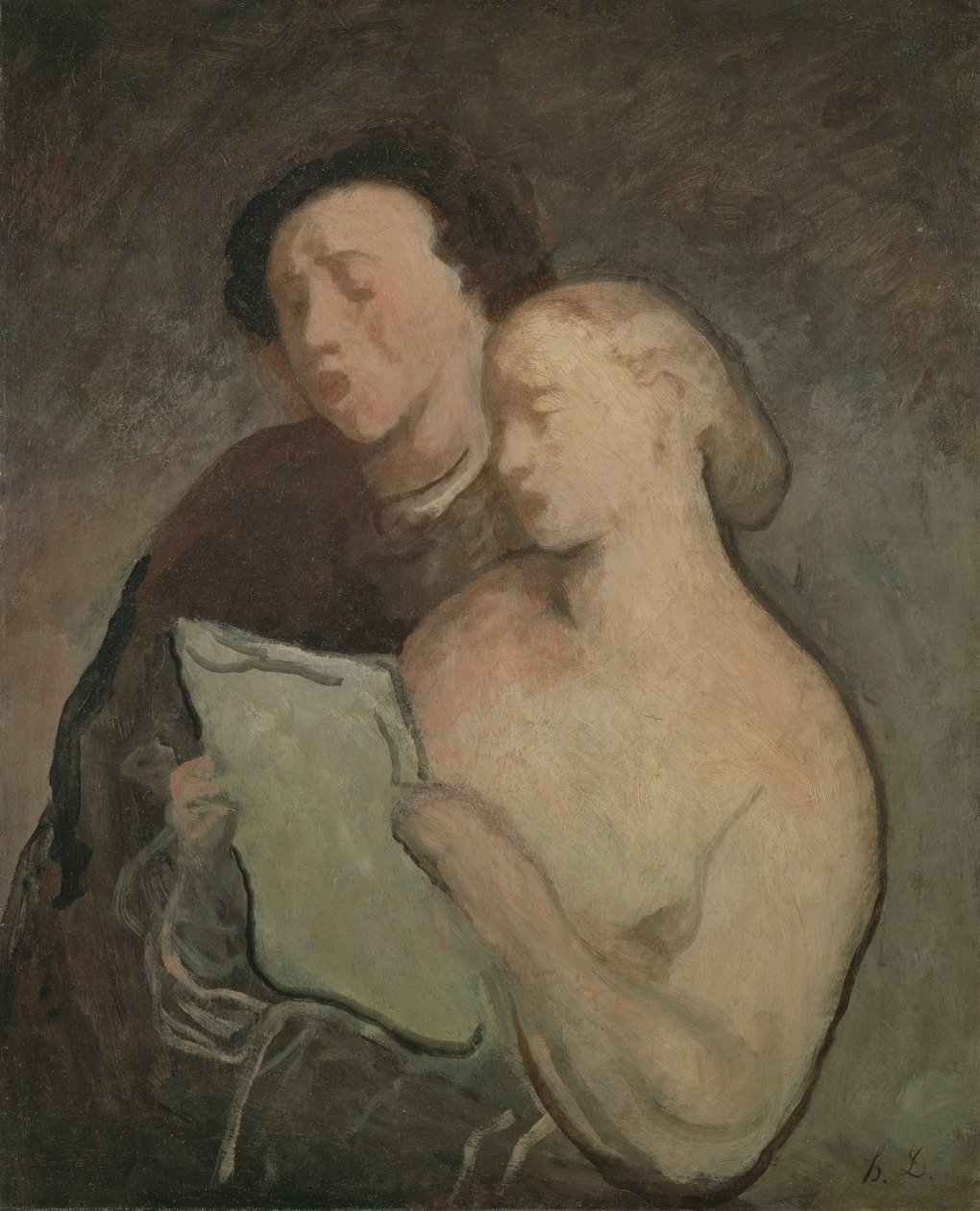 Dois cantores, c.1850-60 de Honoré Daumier