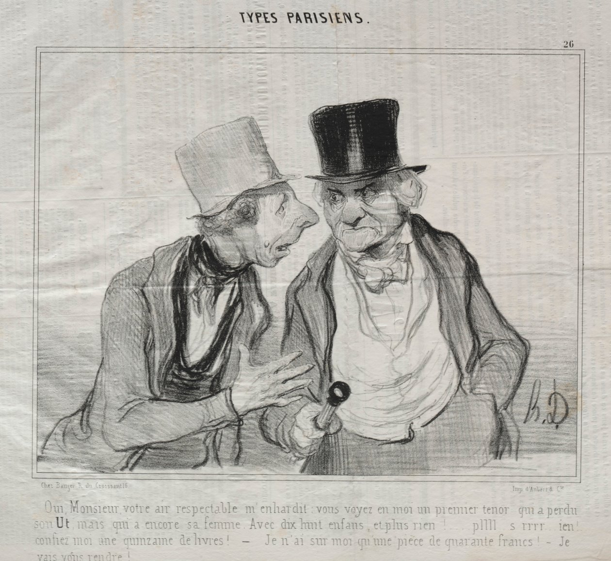 Tipos Parisiens, chapa 26: Sim, senhor, seu ar respeitável me incentiva ..., 29 de maio de 1840. de Honoré Daumier