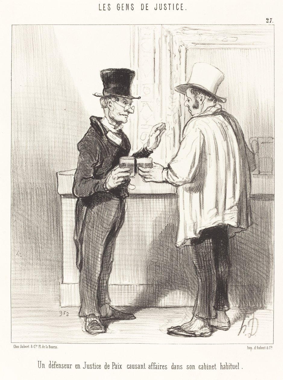 Um Defensor... conversando... em seu escritório habitual de Honoré Daumier