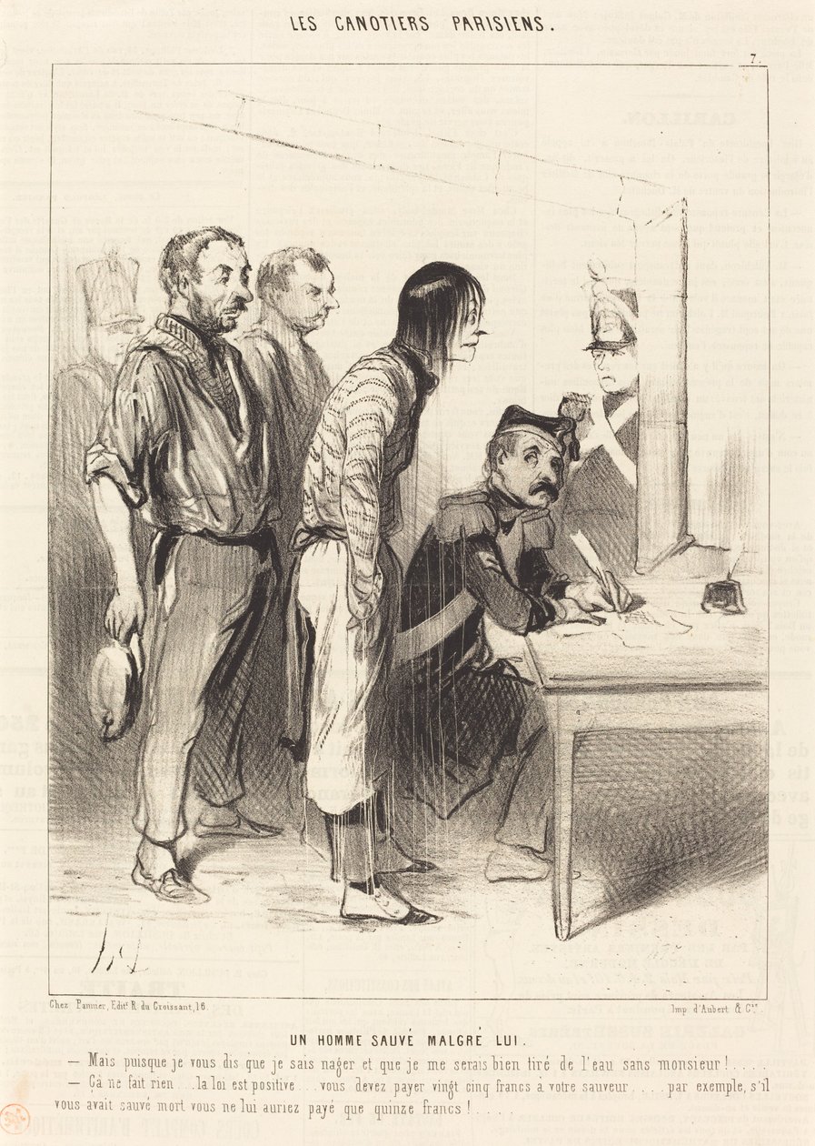 Um homem salvo apesar de si mesmo de Honoré Daumier