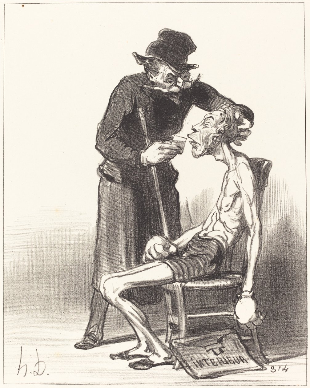 Um lutador infeliz de Honoré Daumier