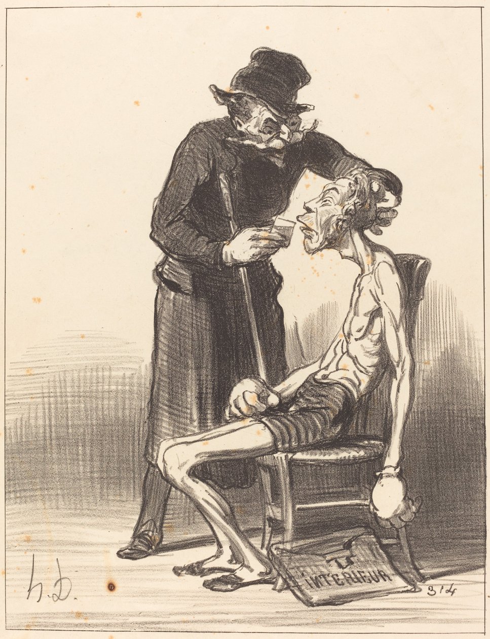Um lutador infeliz de Honoré Daumier