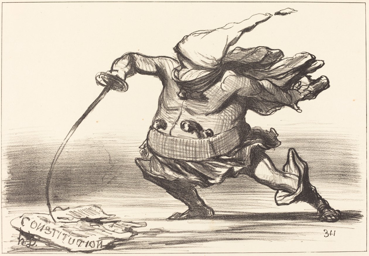 Um Matamore usando uma... bota... de Honoré Daumier