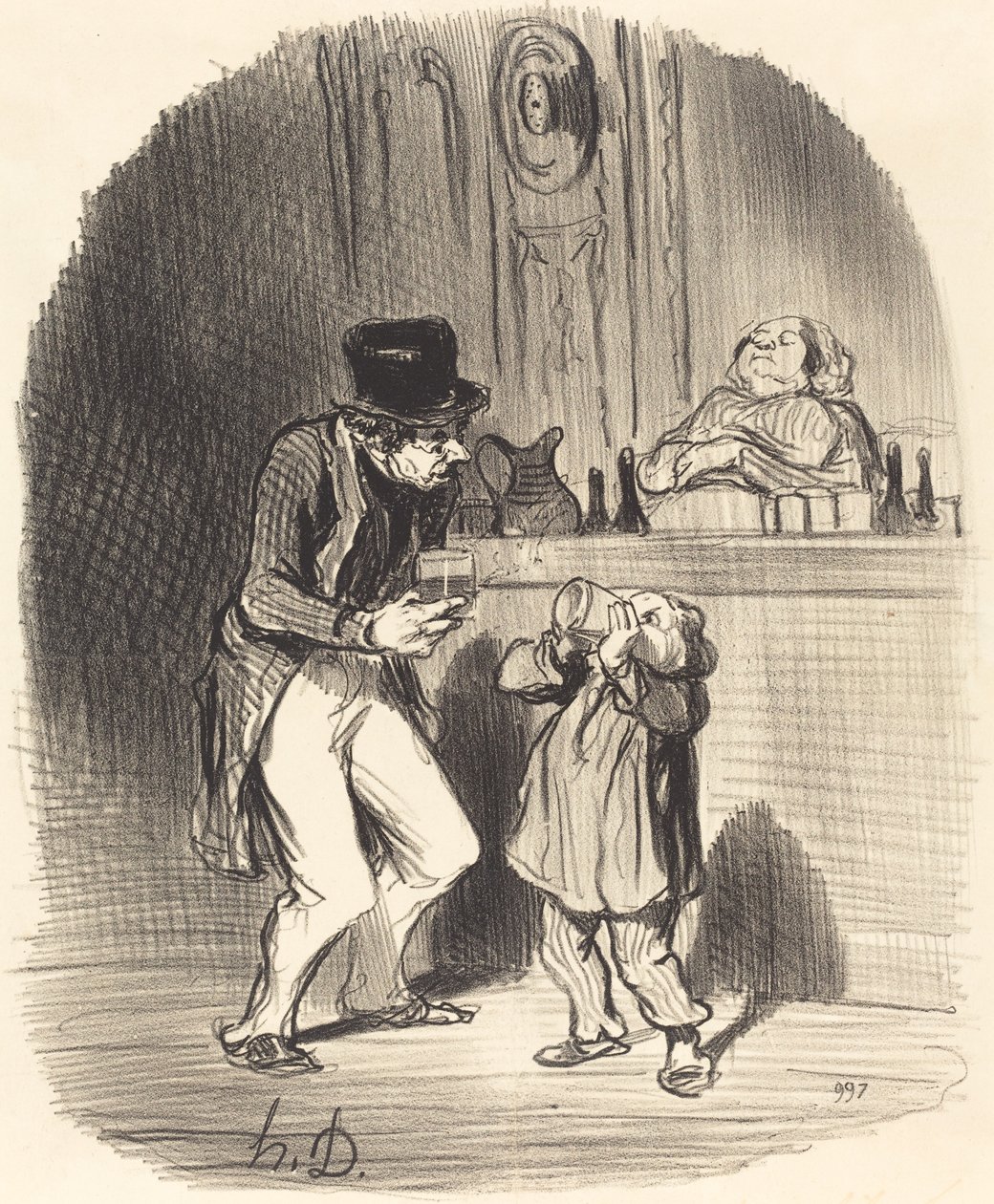 Um pai que faz seu filho chupar... de Honoré Daumier