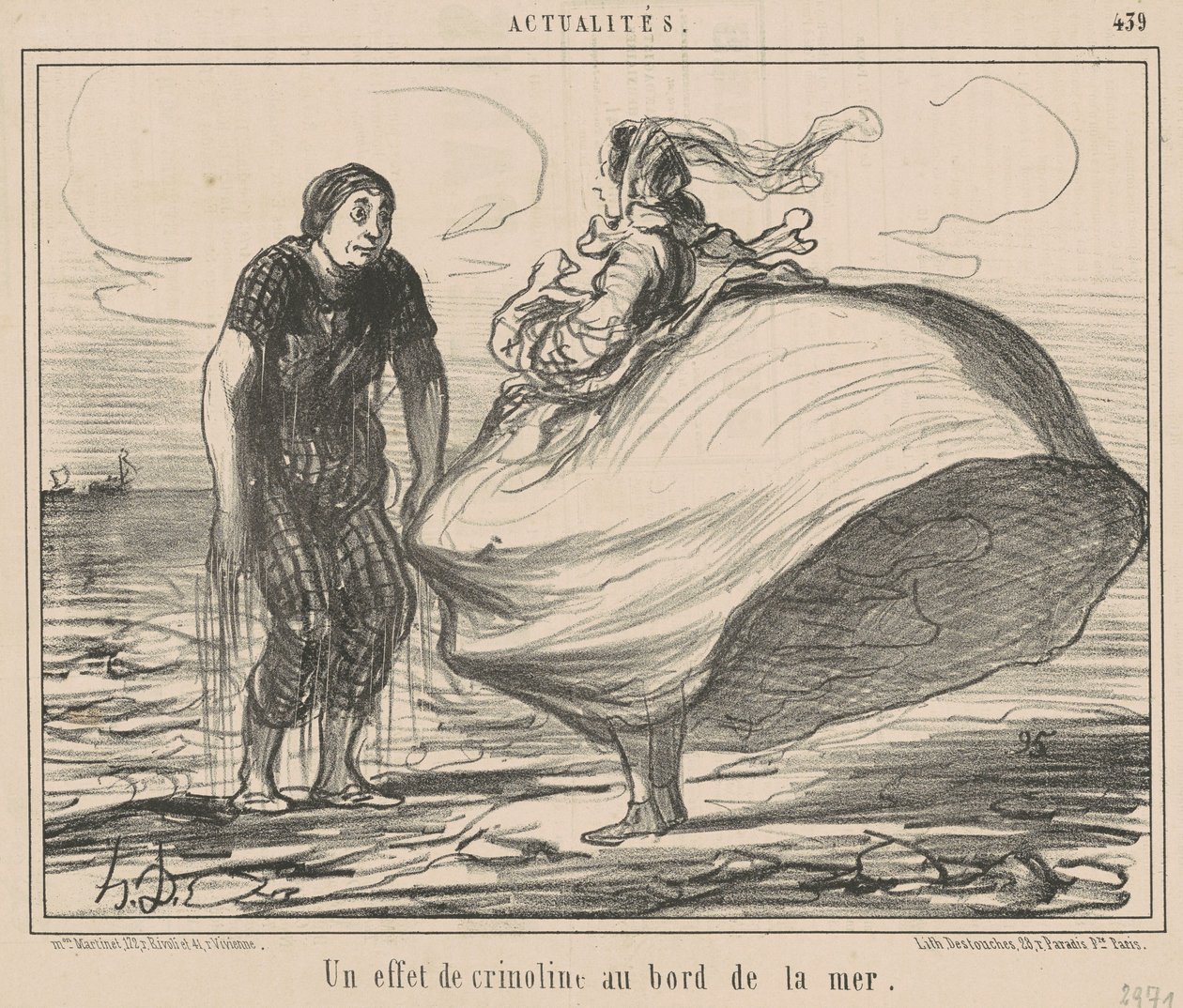 Um efeito crinolina à beira-mar de Honoré Daumier