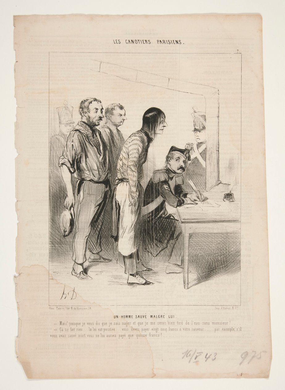 Um homem salva apesar de si mesmo de Honoré Daumier