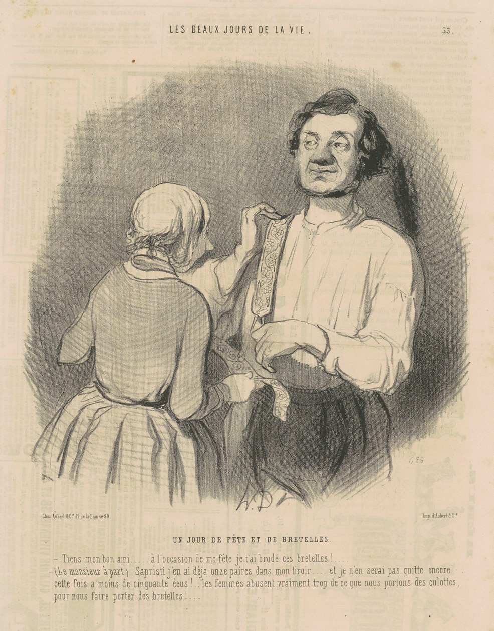 Um dia de celebração e suspensórios de Honoré Daumier