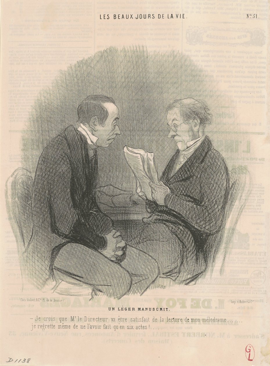 Un leger manuscrito de Honoré Daumier