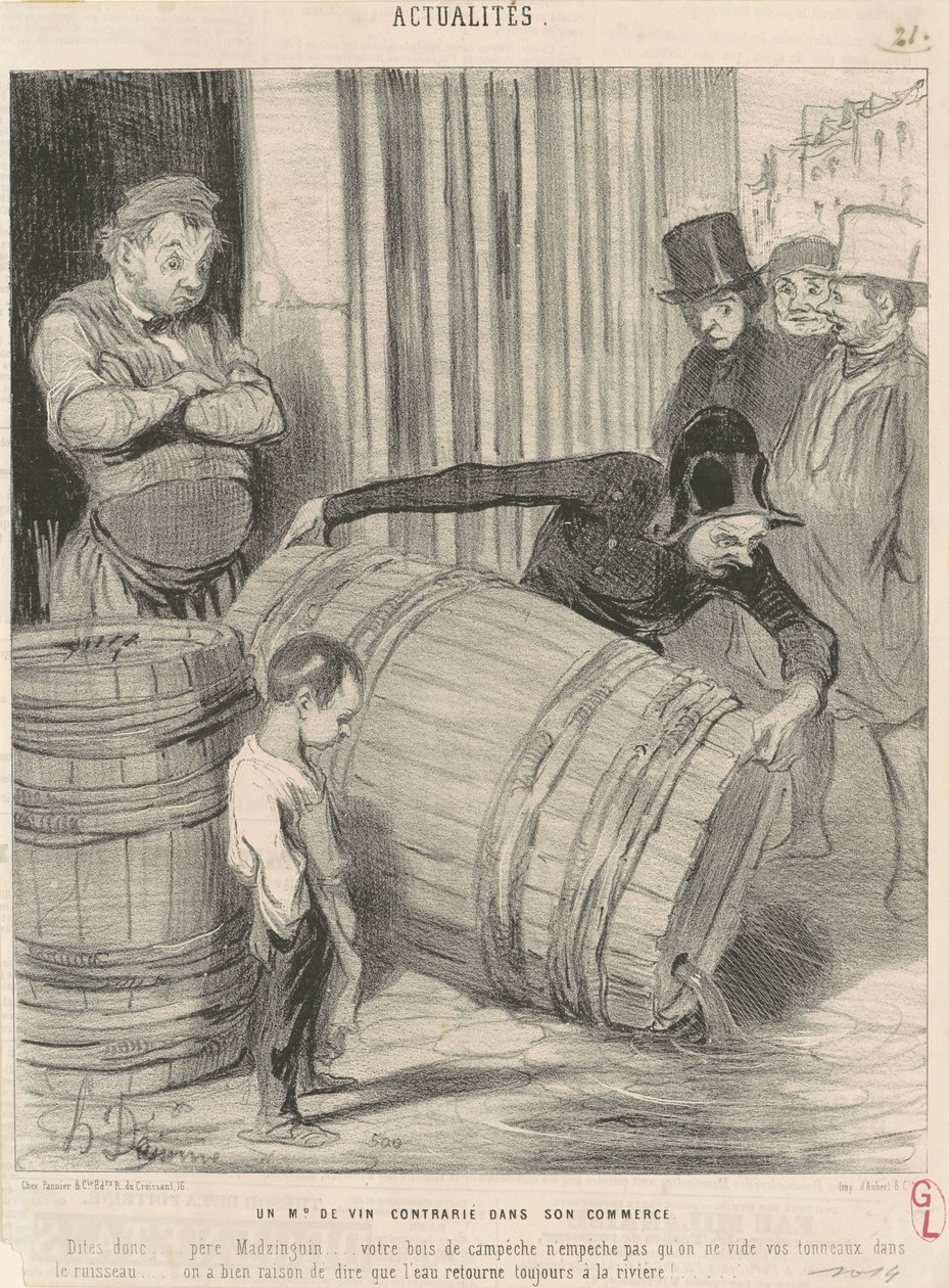 Um comerciante de vinhos chateado em seus negócios de Honoré Daumier