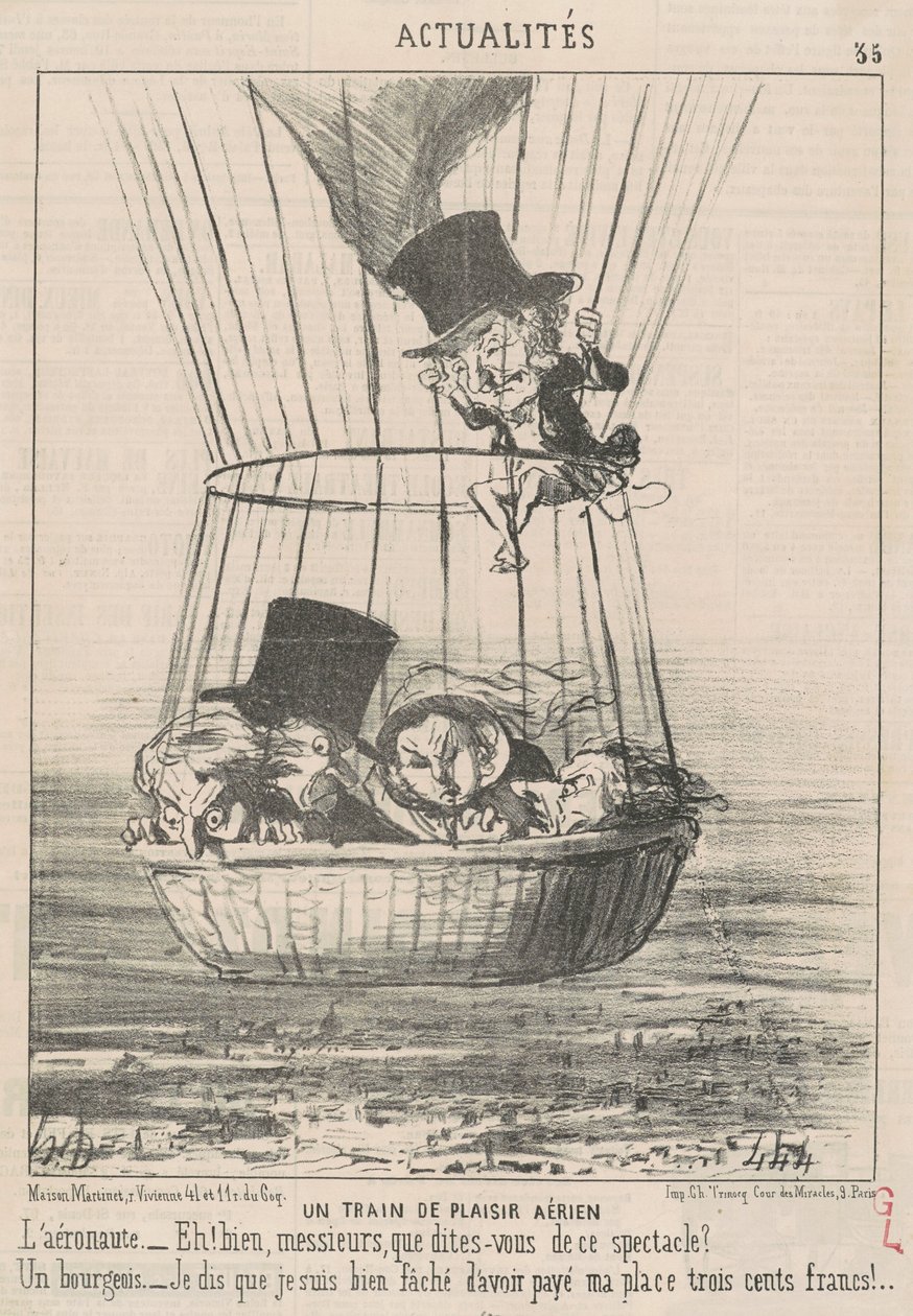 Um trem de prazer aéreo de Honoré Daumier