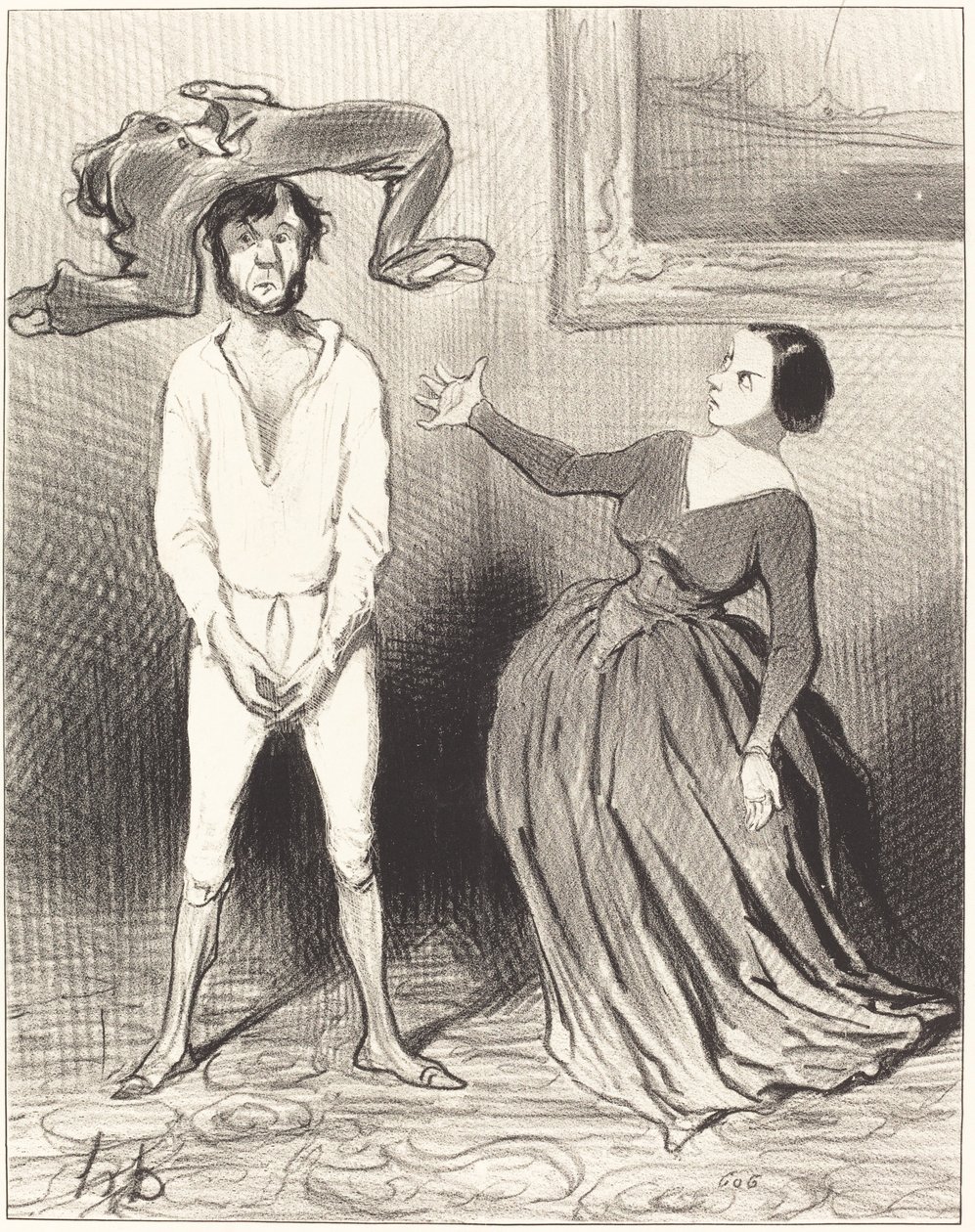 Une Femme comme moi... remettre un bouton?... de Honoré Daumier