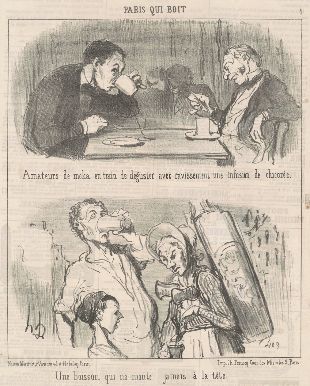 Uma bebida que nunca vai para sua cabeça de Honoré Daumier