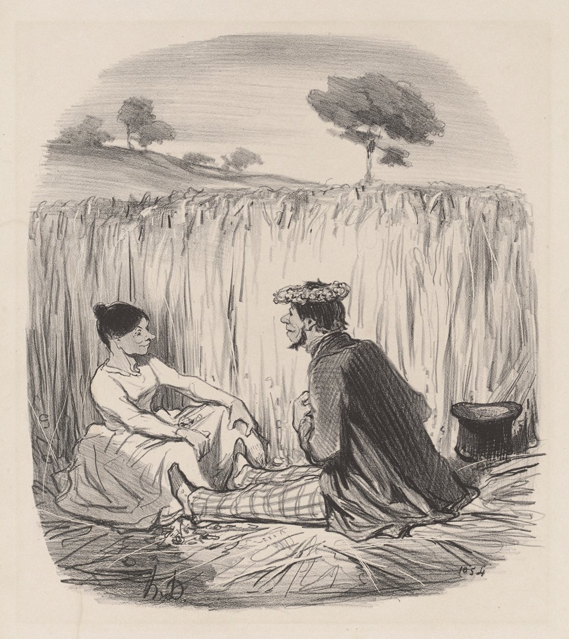 Um idílio no trigo de Honoré Daumier