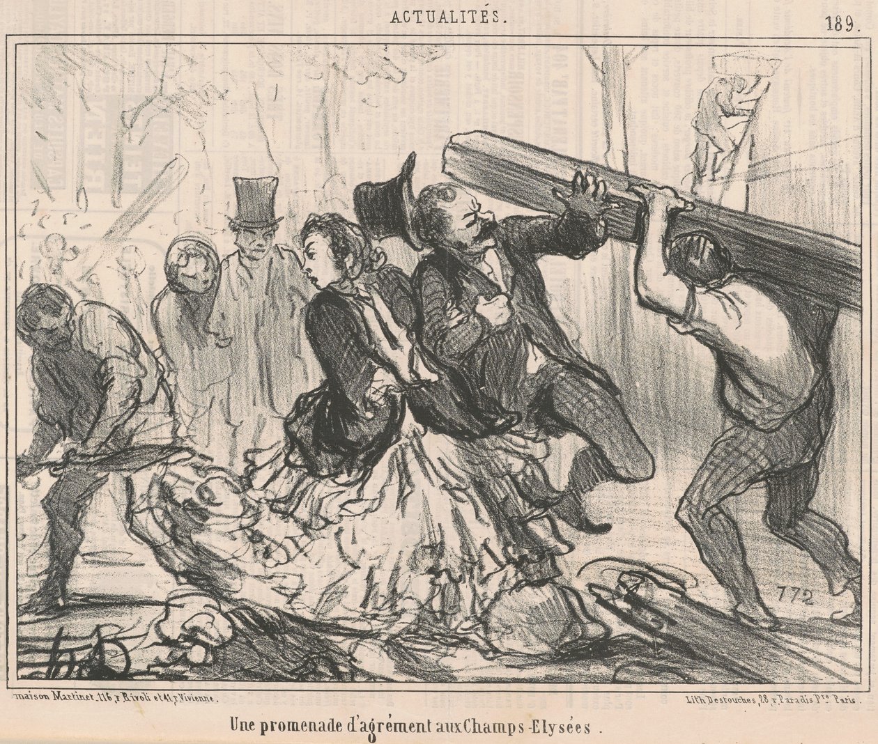 Um passeio prazeroso na Champs-Elysées de Honoré Daumier