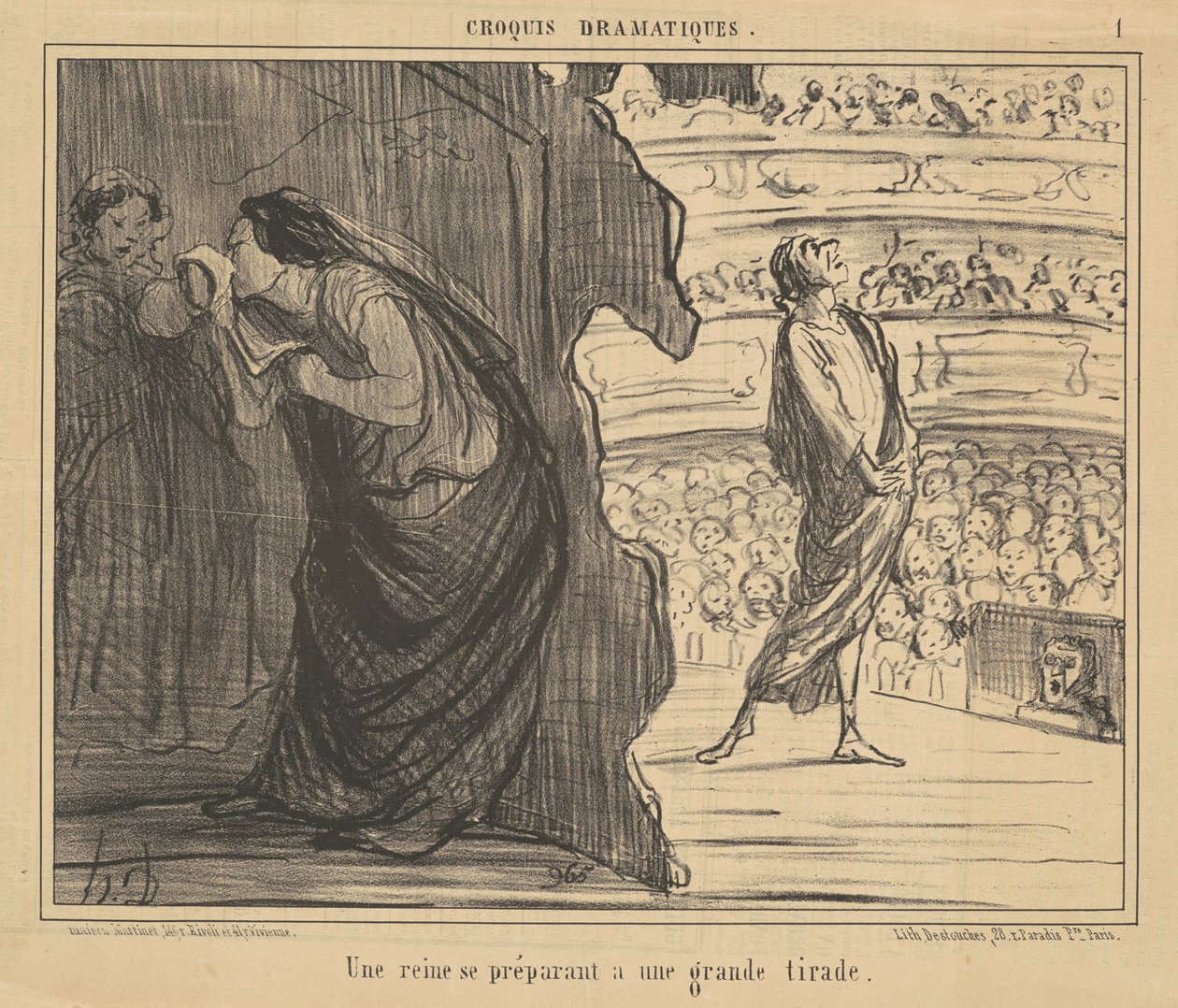 Une reine se preparant a une grande tirade de Honoré Daumier