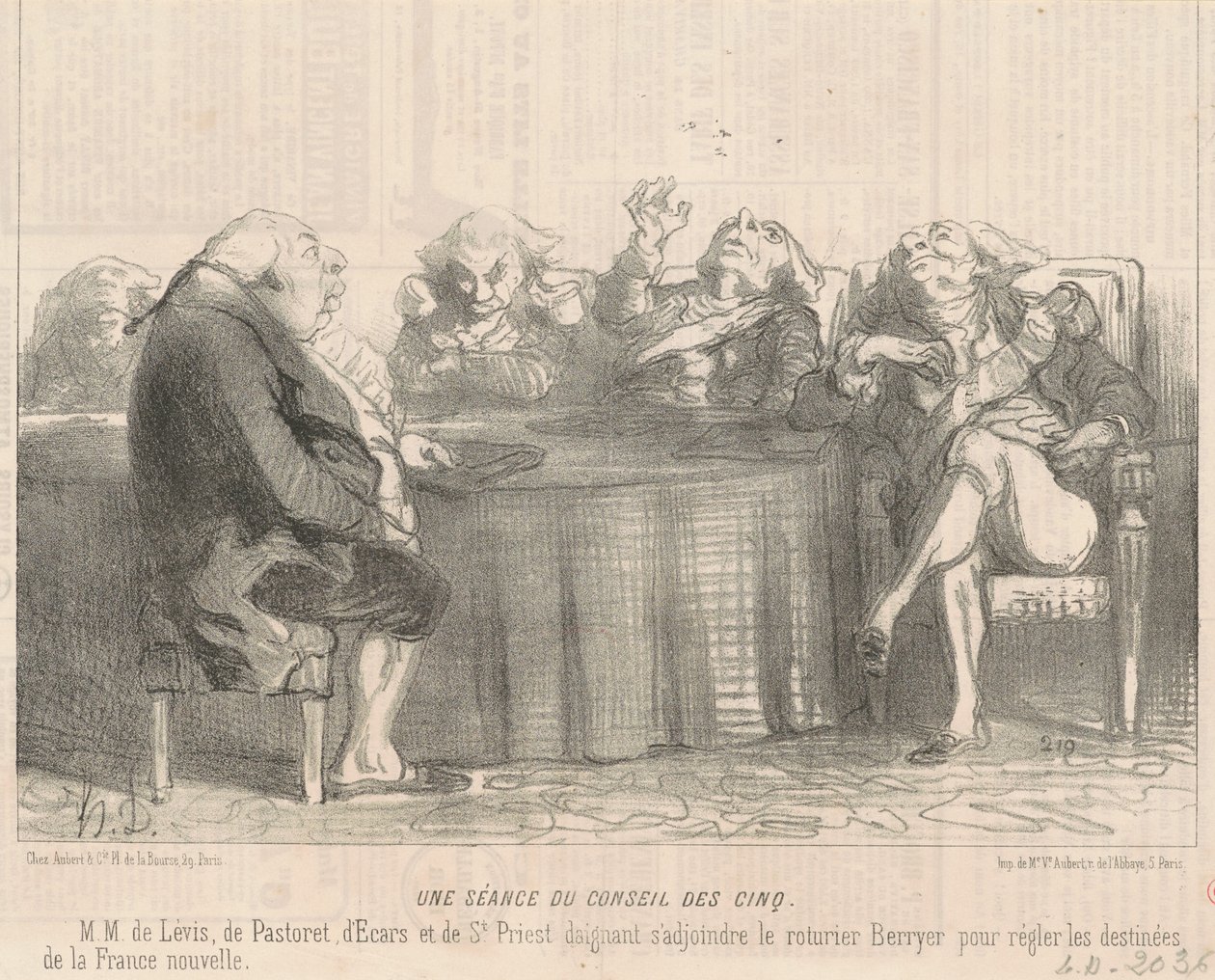 Uma reunião do conselho de cinco de Honoré Daumier