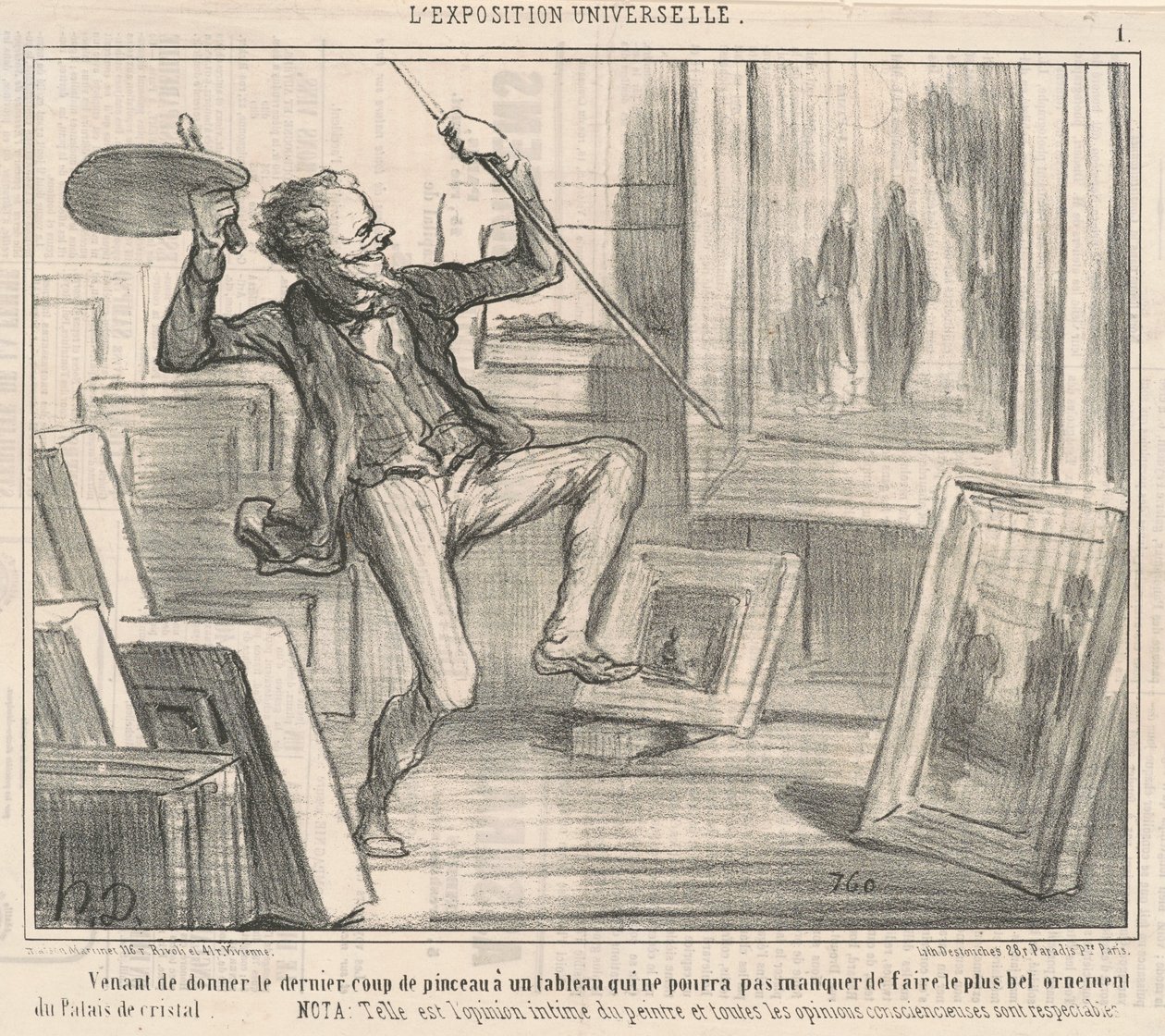 Tendo acabado de dar a pincelada final... de Honoré Daumier