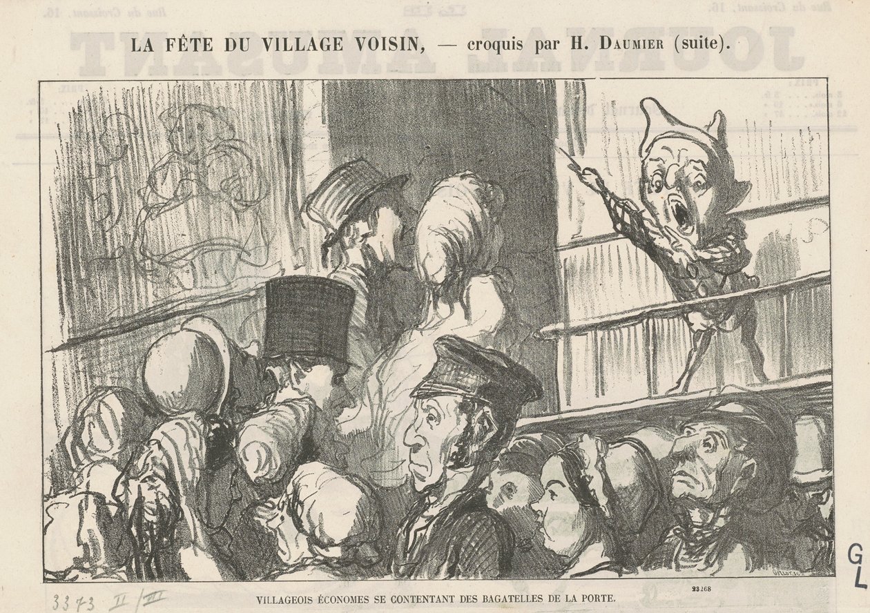 Aldeões frugais se contentando...; No campo, não há greves de cocheiros... de Honoré Daumier