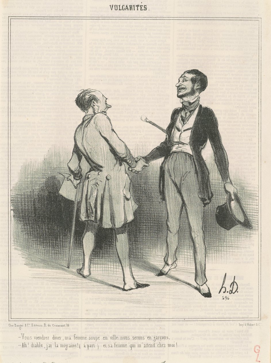Você virá para jantar, minha esposa janta na cidade... de Honoré Daumier