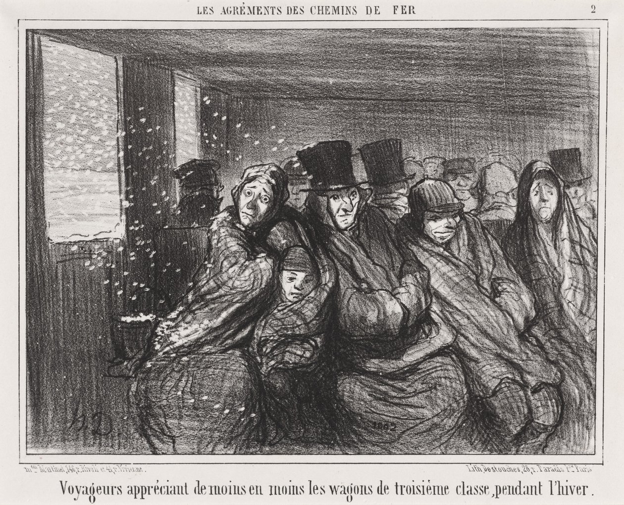 Os passageiros gostam cada vez menos de carruagens de terceira classe... de Honoré Daumier