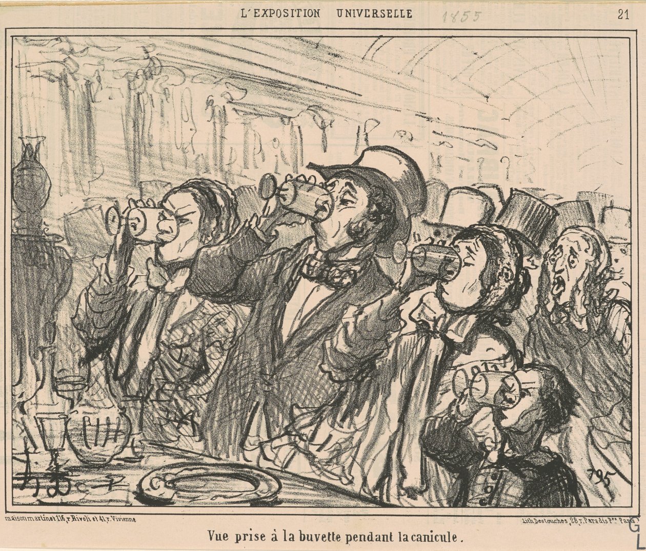 Vista tirada no bar durante a onda de calor de Honoré Daumier