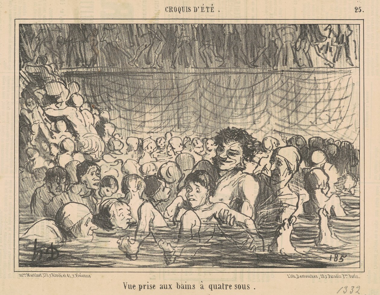 Vista tirada nos banhos de quatro sous de Honoré Daumier