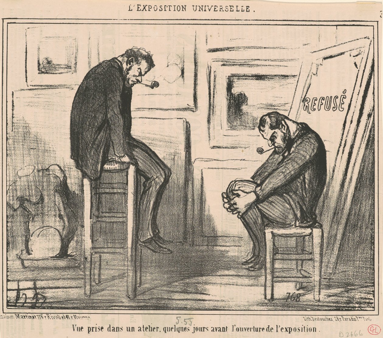Vista tirada em uma oficina... de Honoré Daumier
