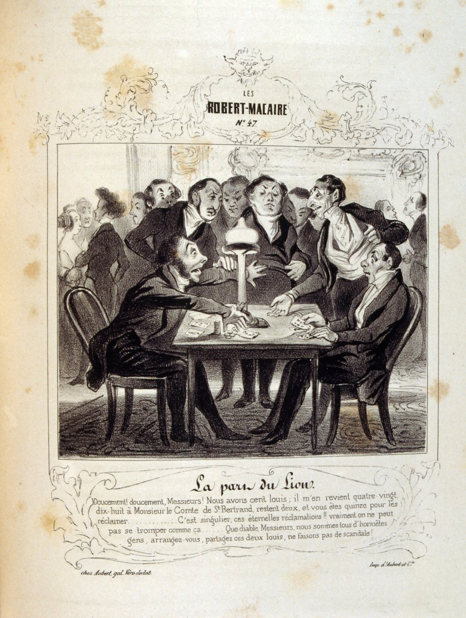 ilustrações sobre ideias e lendas Philipon sob o título Les Cent e Robert Macaire de Honoré Daumier