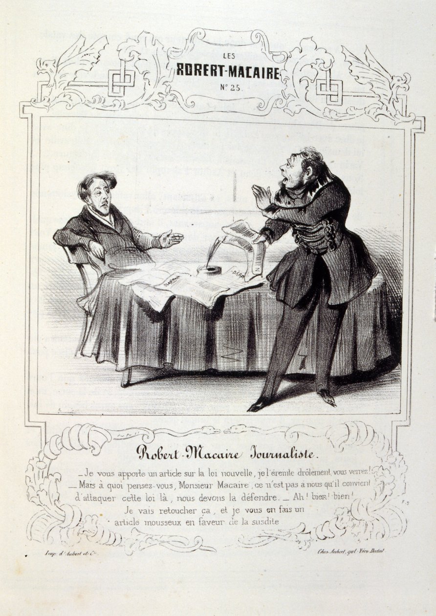 ilustrações sobre ideias e lendas Philipon sob o título Les Cent e Robert Macaire de Honoré Daumier