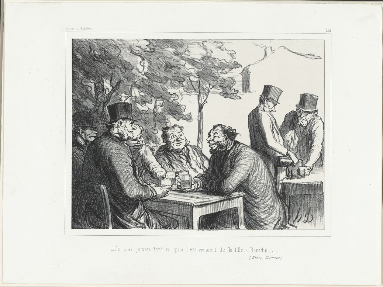 "- Nunca me ri tanto como no funeral da filha de Bourdin......." (Henri Monnier), placa 303 de Souvenirs d