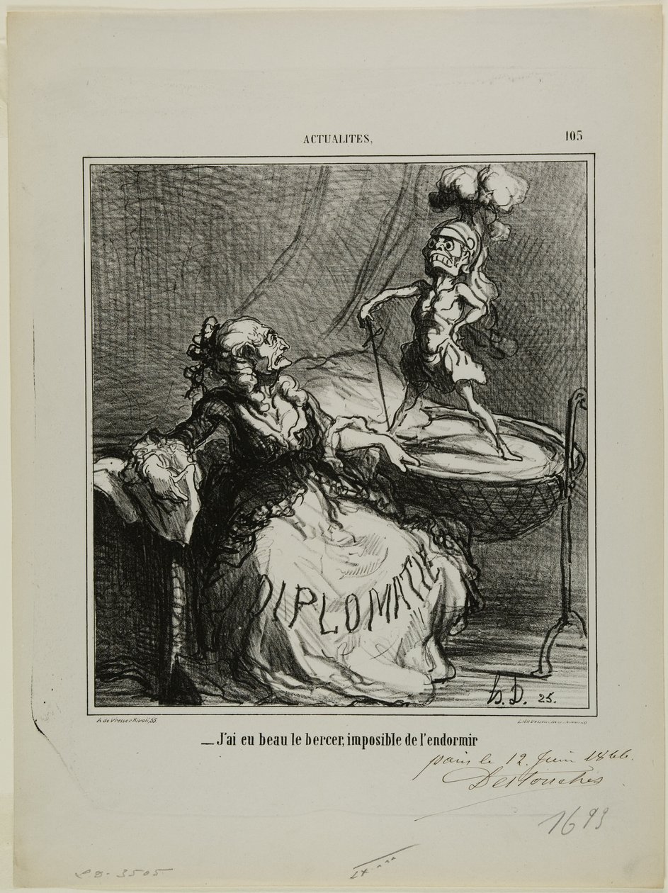 "- Por muito que o embale, é impossível adormecê-lo", placa 105 de Actualités de Honoré Victorin Daumier